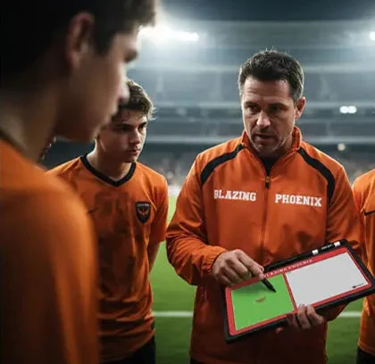 Custom Pro Soccer Whiteboard in use on the sideline