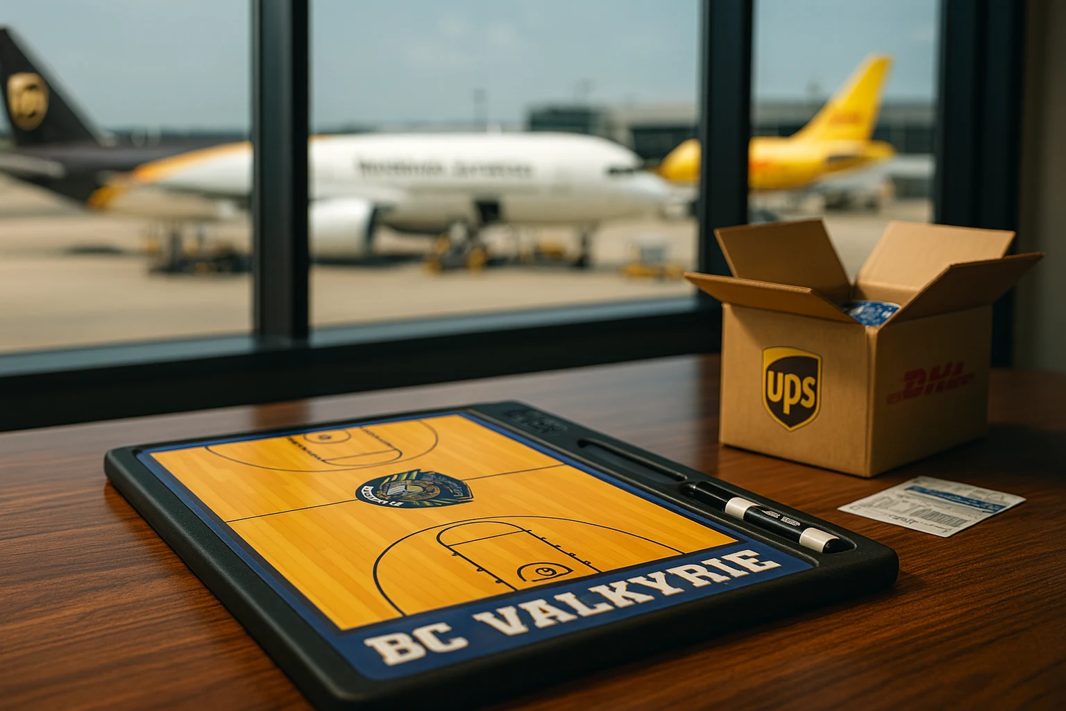 Custom coaching board packaged and ready to ship via UPS
