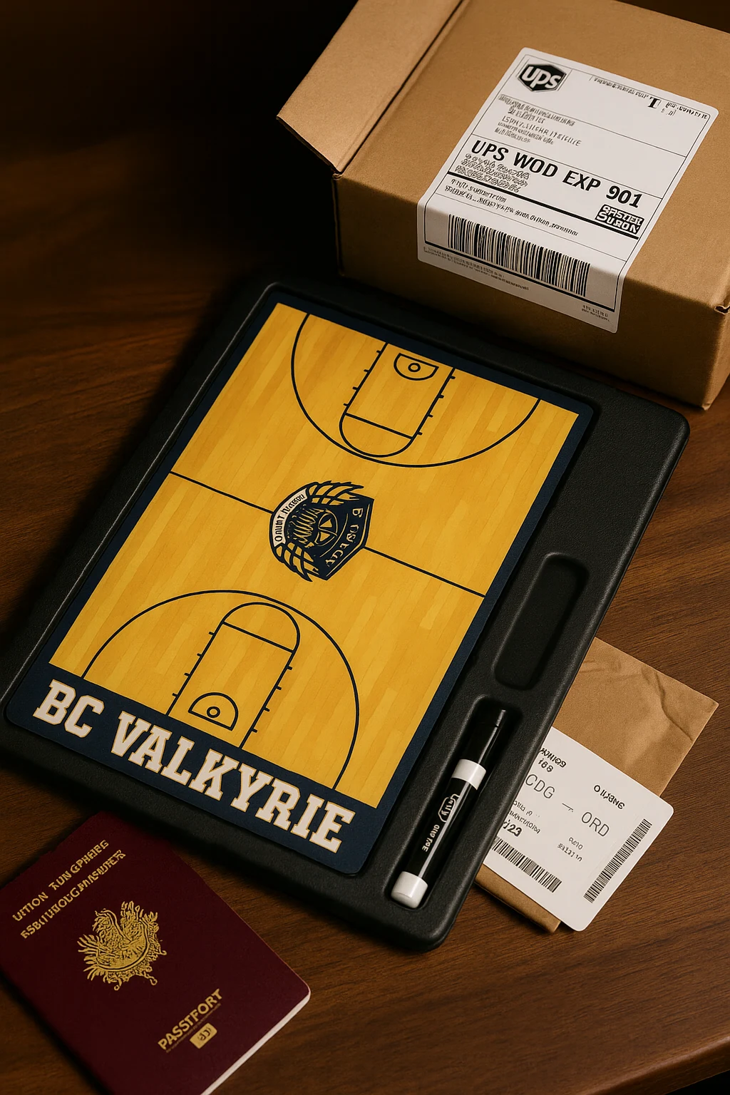 Custom coaching board with built-in carry handle